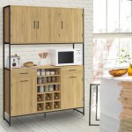 Idmarket buffet de cuisine 120 cm detroit 5 portes + tiroirs + range - bouteilles design industriel Idmarket buffet de cuisine 120 cm detroit 5 portes + tiroirs + range - bouteilles design industriel