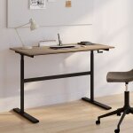 Idmarket bureau droit jeanne assis debout  manivelle hauteur rglable 70 - 120 cm bois faon htre et ...