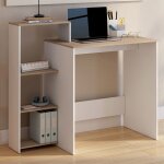 Idmarket bureau avec tagres modulables latrales lilian bois faon htre et blanc