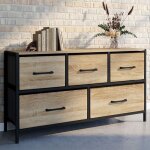 Idmarket commode 5 tiroirs en tissu utah h. 55 cm meuble de rangement design industriel