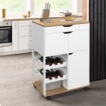 Idmarket desserte de cuisine cosy avec placard et range bouteilles bois et blanc