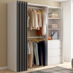 Idmarket dressing extensible marty 120 / 170 x 50 x 180 cm blanc avec 3 tiroirs + �tag�res + double penderie ...