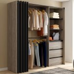 Idmarket dressing extensible marty 120 / 170 x 50 x 180 cm htre avec 3 tiroirs + tagres + double penderie ...
