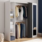 Idmarket dressing extensible meryl 145 / 170 x 50 x 180 cm blanc avec tagres + double penderie + miroir ...