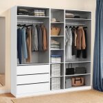 Idmarket dressing modulable taylor 200 x 55 x 200 cm 3 modules avec penderies + tagres + tiroirs blanc ...
