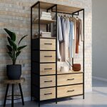 Idmarket dressing penderie + colonne l. 90 cm utah avec 1 étagère et 7 bacs en tissu bois et noir Idmarket dressing penderie + colonne l. 90 cm utah avec 1 étagère et 7 bacs en tissu bois et noir