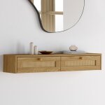 Idmarket etag�re murale console dentr�e hanae 2 tiroirs effet naturel cannage