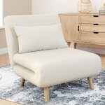 Idmarket fauteuil convertible romeo lit dappoint 1 place 80x190 cm bouclette blanc