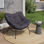 Idmarket fauteuil de jardin relax loa effet rotin gris et coussin gris