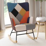 Idmarket fauteuil scandinave ivar en tissu � bascule patchwork multicouleurs