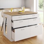 Idmarket ilot central mange - debout orso 120 cm casserolier 6 tiroirs blanc et plateau bois