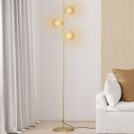 Idmarket lampadaire sur pied en mtal dor avec 3 abat - jours globe verre