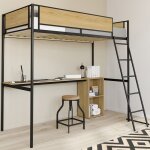Idmarket lit mezzanine simple detroit avec bureau et rangements 90 x 190 cm design industriel Idmarket lit mezzanine simple detroit avec bureau et rangements 90 x 190 cm design industriel
