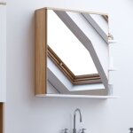 Idmarket meuble de rangement suspendu avec miroir et tagres pour salle de bain tomi faon htre et ...
