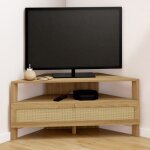 Idmarket meuble tv 100 cm dangle hanae 1 porte effet naturel cannage