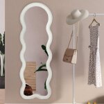 Idmarket miroir vague en tissu bouclette cr�me 150 x 50 cm