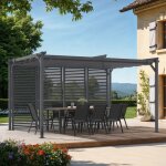 Idmarket pergola �dition collector persienne toit r�tractable 3x4m 4 pans modulables gris anthracite