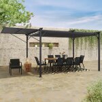 Idmarket pergola �dition originale auvent r�glable et toit r�tractable 3x4m gris anthracite