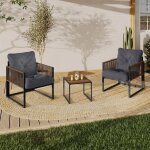Idmarket salon de jardin bas rio table et 2 fauteuils en métal gris cordage effet rotin foncé et coussins ... Idmarket salon de jardin bas rio table et 2 fauteuils en métal gris cordage effet rotin foncé et coussins ...
