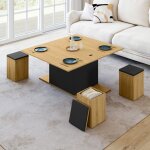 Idmarket table basse plateau relevable rectangulaire convertible en table � manger eden 100 cm bois et ...