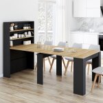Idmarket table buffet haut extensible orlando 8 personnes bois et noir 235 cm