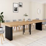 Idmarket table console extensible eden 14 personnes 300 cm bois et noir
