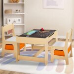 Idmarket table  dessin rversible + 2 chaises gabriel avec bacs de rangement
