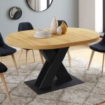 Idmarket table � manger extensible ronde alicia 4 - 8 personnes bois et noir 110 - 150 cm