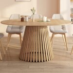 Idmarket table à manger extensible ronde carmen 4 - 8 personnes pied bois en lattes et plateau bois 110 ... Idmarket table à manger extensible ronde carmen 4 - 8 personnes pied bois en lattes et plateau bois 110 ...