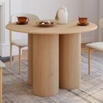 Idmarket table � manger ronde eloise pied central cylindrique 6 personnes h�tre 110 cm