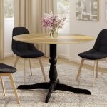 Idmarket table à manger ronde marie 4 - 6 personnes bois façon hêtre et noir 110 cm Idmarket table à manger ronde marie 4 - 6 personnes bois façon hêtre et noir 110 cm