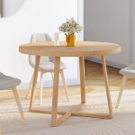 Idmarket table � manger fixe ronde selma 4 - 6 personnes bois effet h�tre 110 cm