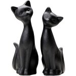 Ifundom 2 pices en cramique noir chat figurine chat couple statue en cramique animal sculpture ornement ...