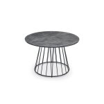 Ilayda - table  manger ronde effet marbre gris pied central design mtal noir