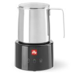 Mousseur � lait - illy - noir argent� - acier inoxydable - 250 ml - design moderne