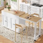 Ilot central de cuisine moderne desserte de cuisine table de bar extensible avec 6 surfaces de rangement ...