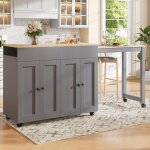 Ilot central de cuisine moderne desserte de cuisine table de bar extensible avec 6 surfaces de rangement ...