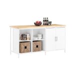 �lot central de cuisine grand plan de travail en bois d?h�v�a 4 compartiments 2 portes avec �tag�res ...