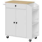 lot central - desserte cuisine blanche sur roulettes plan travail + tiroir&tagre porte - pices&serviettes ...