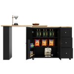 lot central mobile plan de travail pivotant 2 en 1 desserte de cuisine & table bar sur roulettes138 ...