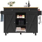 lot cuisine moderne buffet desserte effet bois table multifonction rangement tagre snack noir - meuble ...
