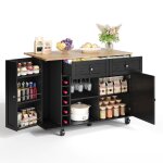�lot de cuisine avec plan de travail pliant �quip� de 5 roulettes verrouillables desserte avec casier ...
