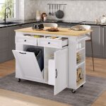 lot de cuisine sur roulettes table  manger extensible desserte cuisine avec bac  dchets chariot de ...