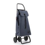 Imax tweed - chariot de course 4 roues pliable - bleu marine - cabas march lgant et fonctionnel