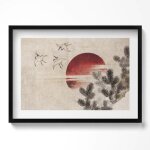 Image pour cadre noir art japonais du soleil couchant 70 x 50 cm? tableau décoration murale Image pour cadre noir art japonais du soleil couchant 70 x 50 cm? tableau décoration murale