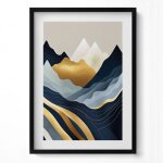 Image pour cadre noir montagnes abstraites 50 x 70 cm? tableau dcoration murale