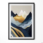 Image pour cadre noir montagnes abstraites 70 x 100 cm? tableau dcoration murale