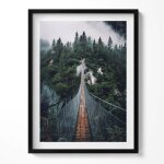 Image pour cadre noir pont suspendu au - dessus de la fort 60 x 80 cm? tableau dcoration murale