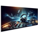 Image sur toile musique du four � l�re num�rique casque lumineux sur pupitre dj images murales poster ...