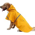 Imperm�able r�fl�chissant pour grand chien poncho capuchon adjustable jaune - taille m pour protection ...
